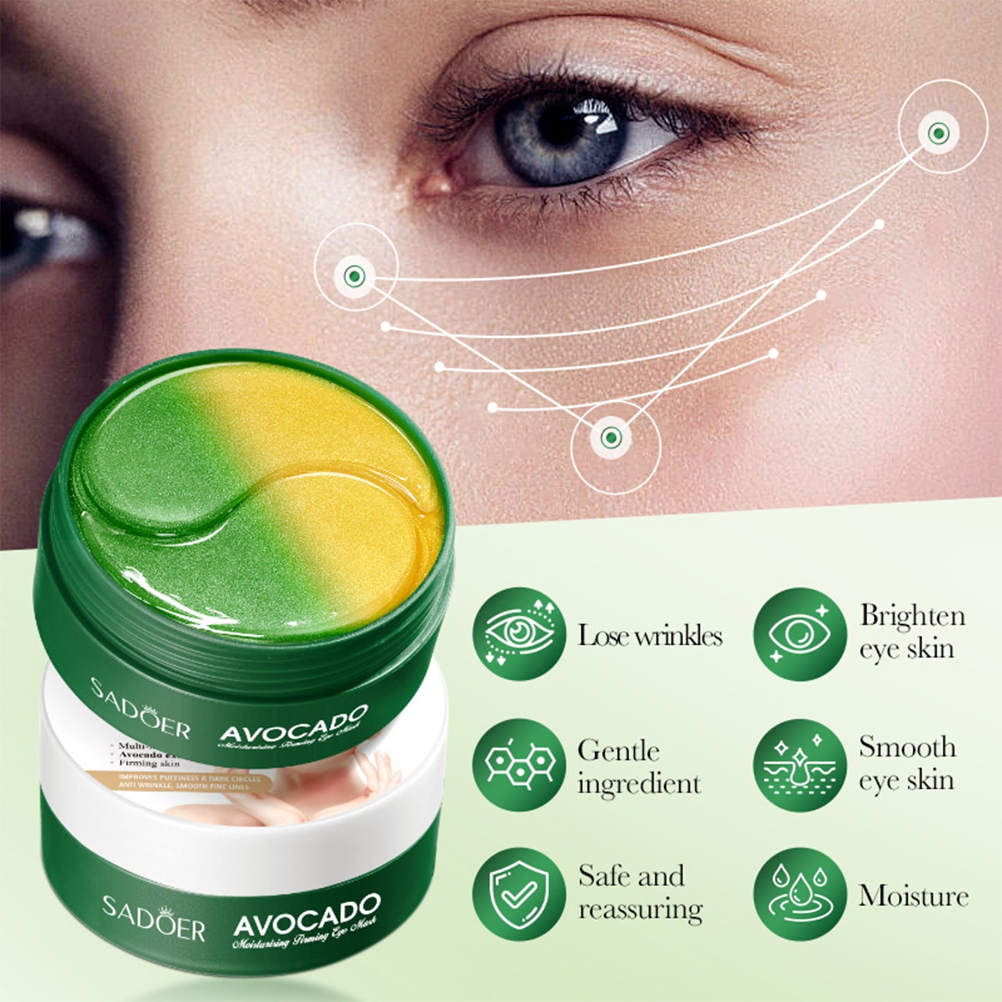 Avocado Under Eye Patches 30 Pairs (60pcs)