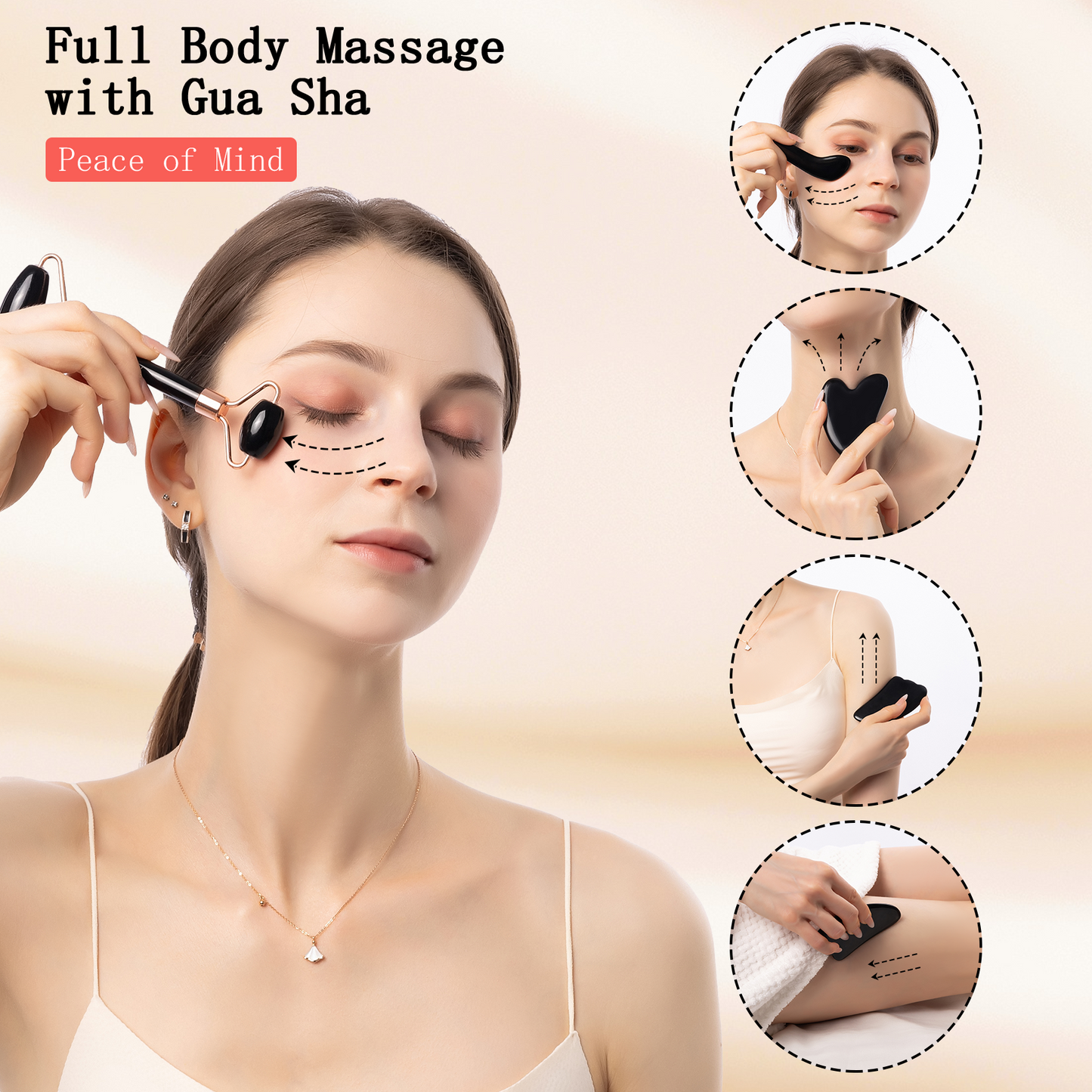 InfiniteRelax Natural Obsidian Gua Sha Tools
