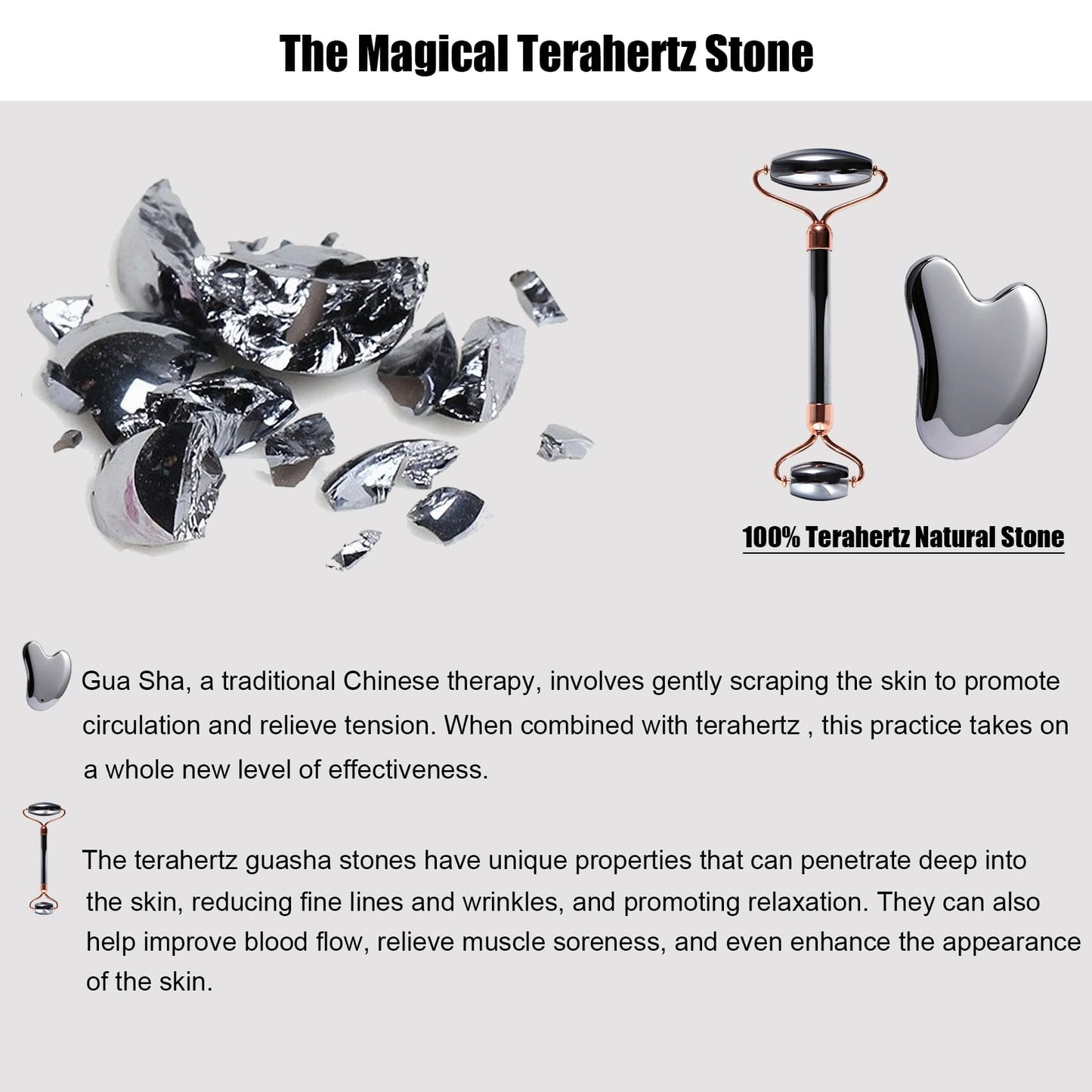 InfiniteRelax Terahertz Roller and Gua Sha Stone