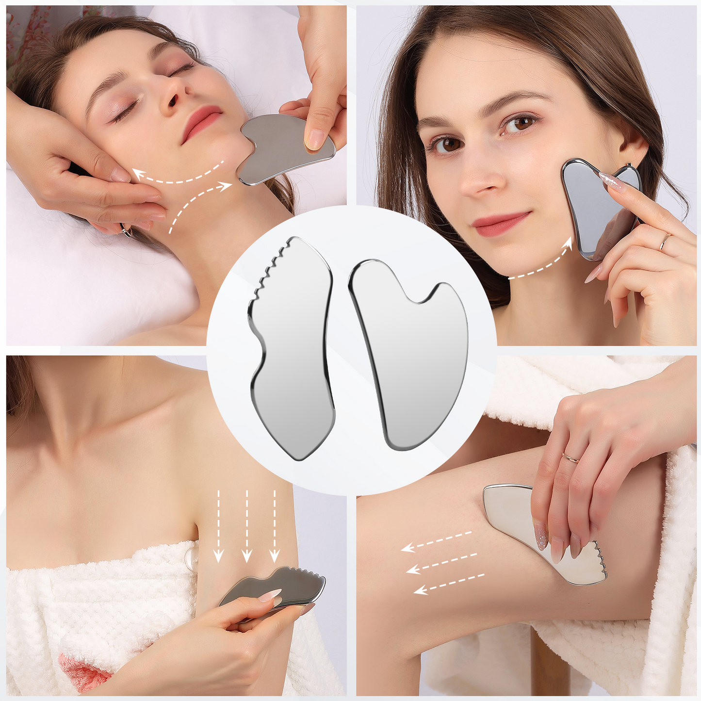 2Pcs Stainless Steel Gua Sha Set