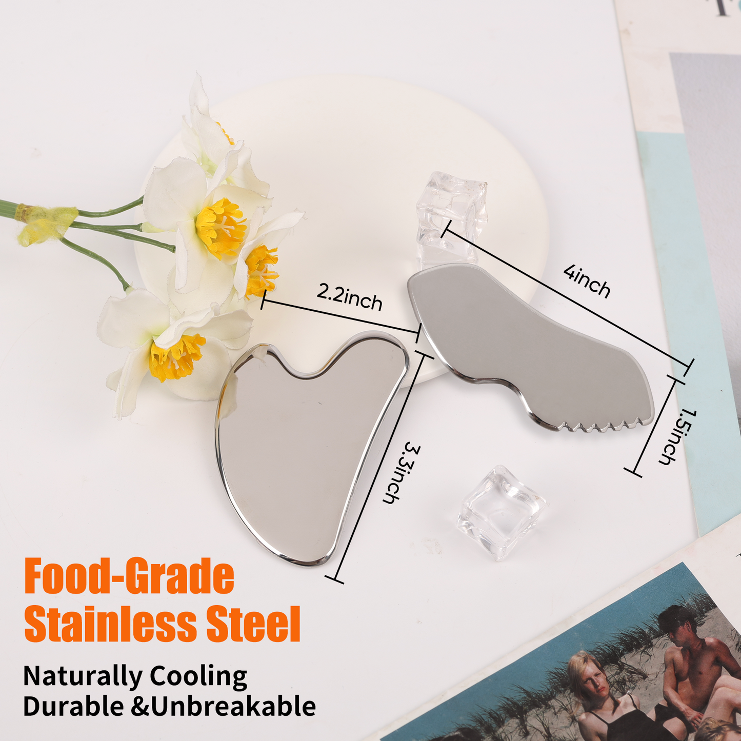 2Pcs Stainless Steel Gua Sha Set