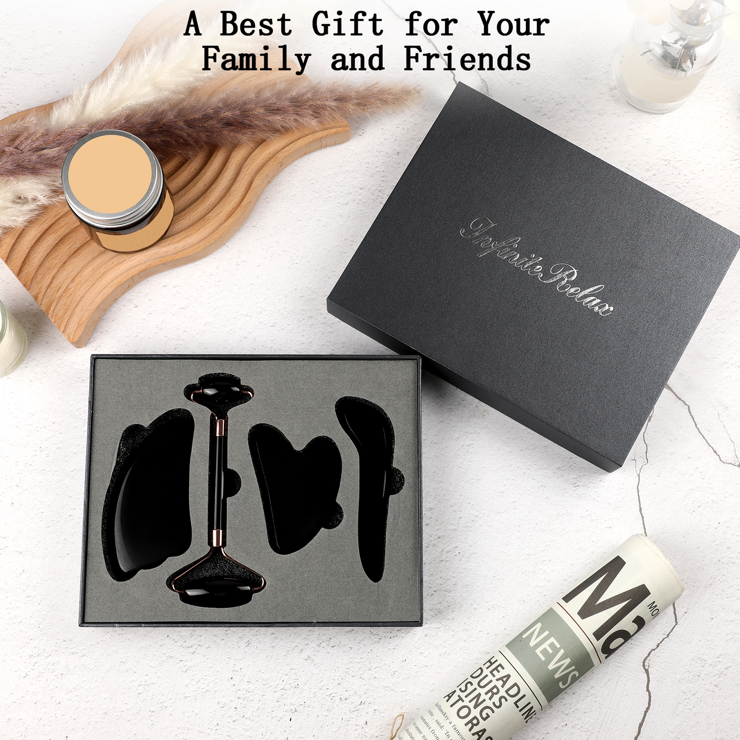 InfiniteRelax Natural Obsidian Gua Sha Tools