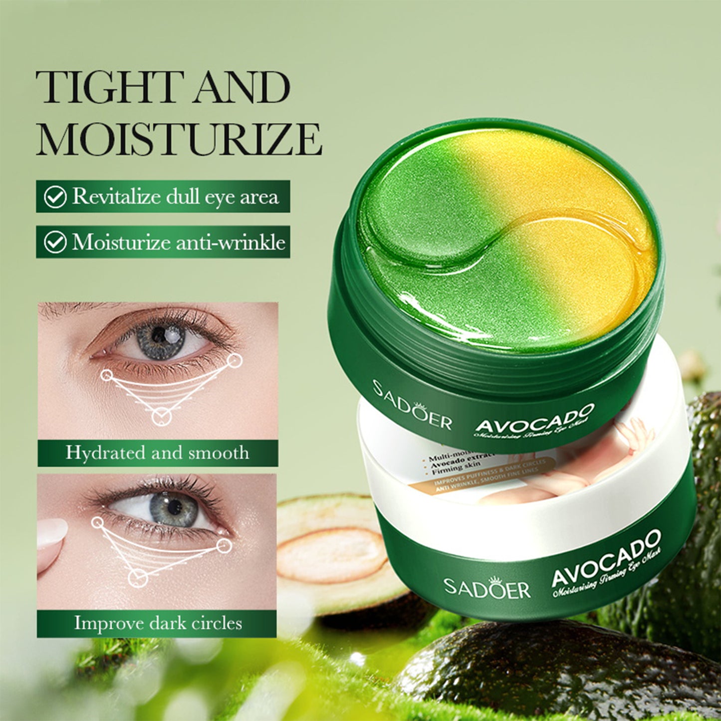 Avocado Under Eye Patches 30 Pairs (60pcs)