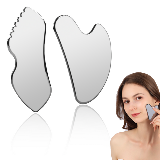InfiniteRelax 2Pcs Stainless Steel Gua Sha Set