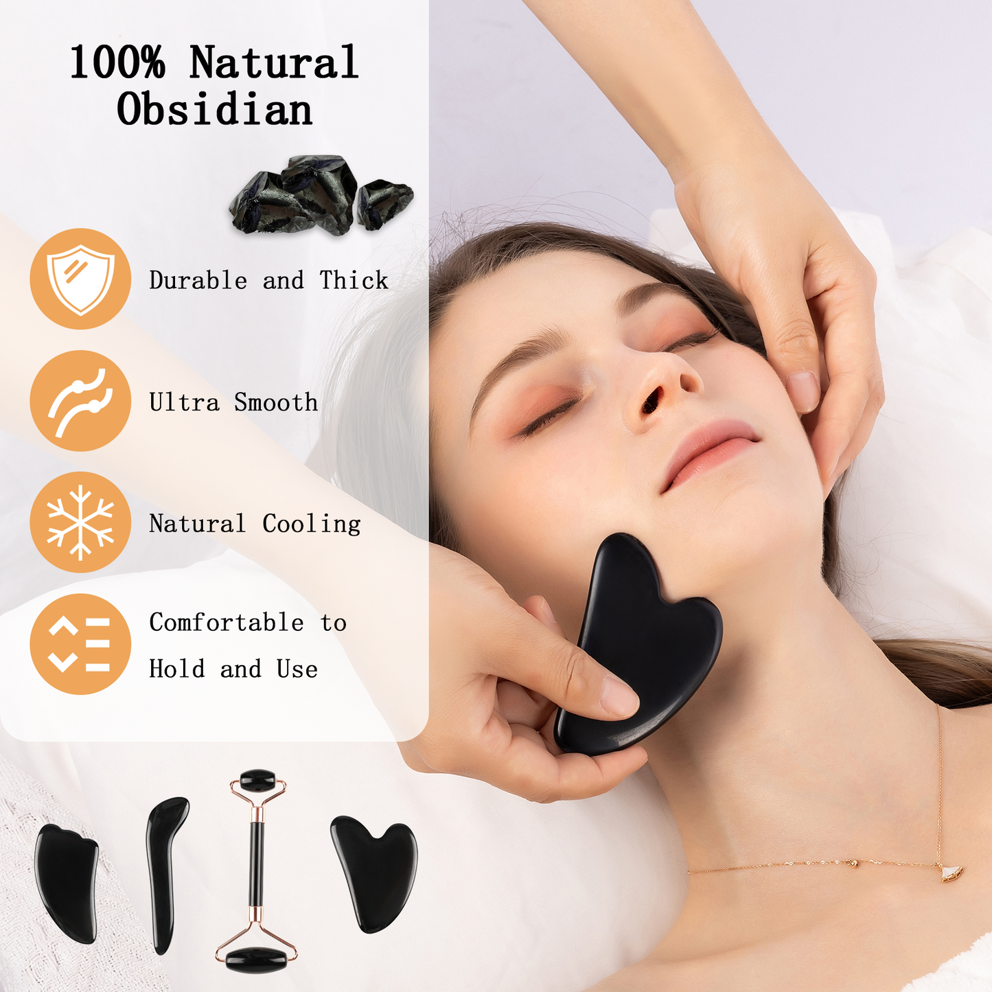 InfiniteRelax Natural Obsidian Gua Sha Tools
