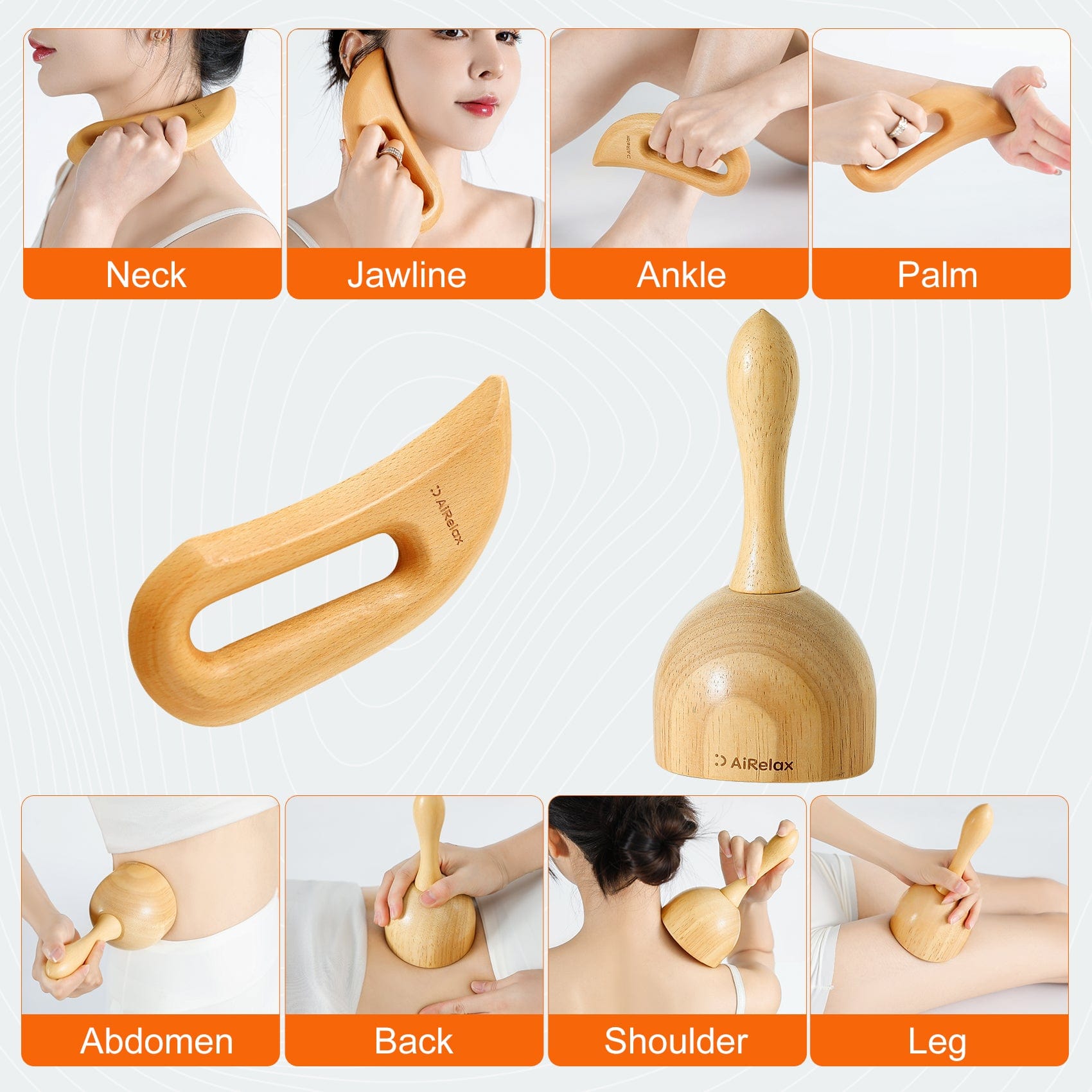 AiRelax 6 in 1 Wood Therapy Massage Tools,Lymphatic Drainage Massager Maderoterapia Kit Colombiana for Body Shaping