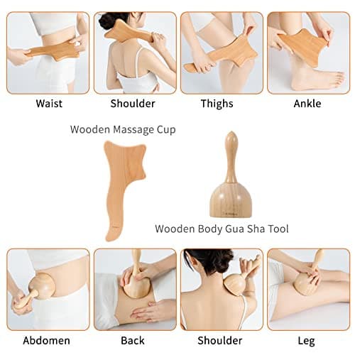 AiRelax 7-in-1 Wood Therapy Massage Tools for Body Shaping Set,Anti Cellulite Massager for Thighs and Butt,Maderoterapia Kit Colombiana