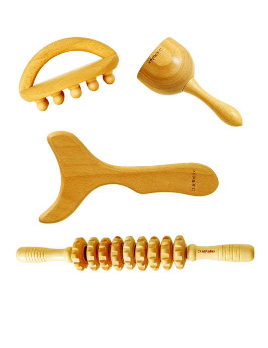 AiRelax AiRelax 4 Pack Wood Therapy Massage Tools for Body Shaping,Lymphatic Drainage Massager,Maderoterapia Kit