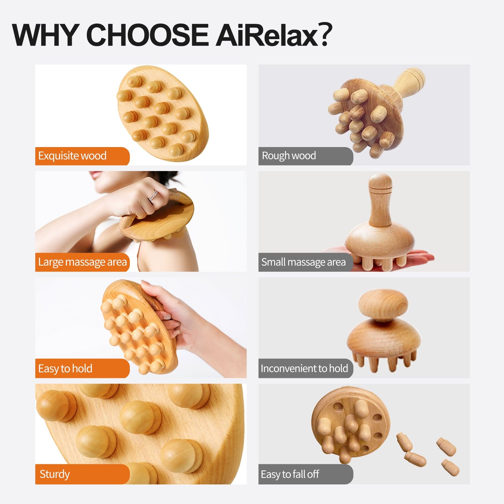 AiRelax AiRelax Wood Therapy Massage Tools,Wooden Massage Body Brush for Cellulite Remover,Itchy Skin Relief,Body Shaping,Professional Maderoterapia Kit