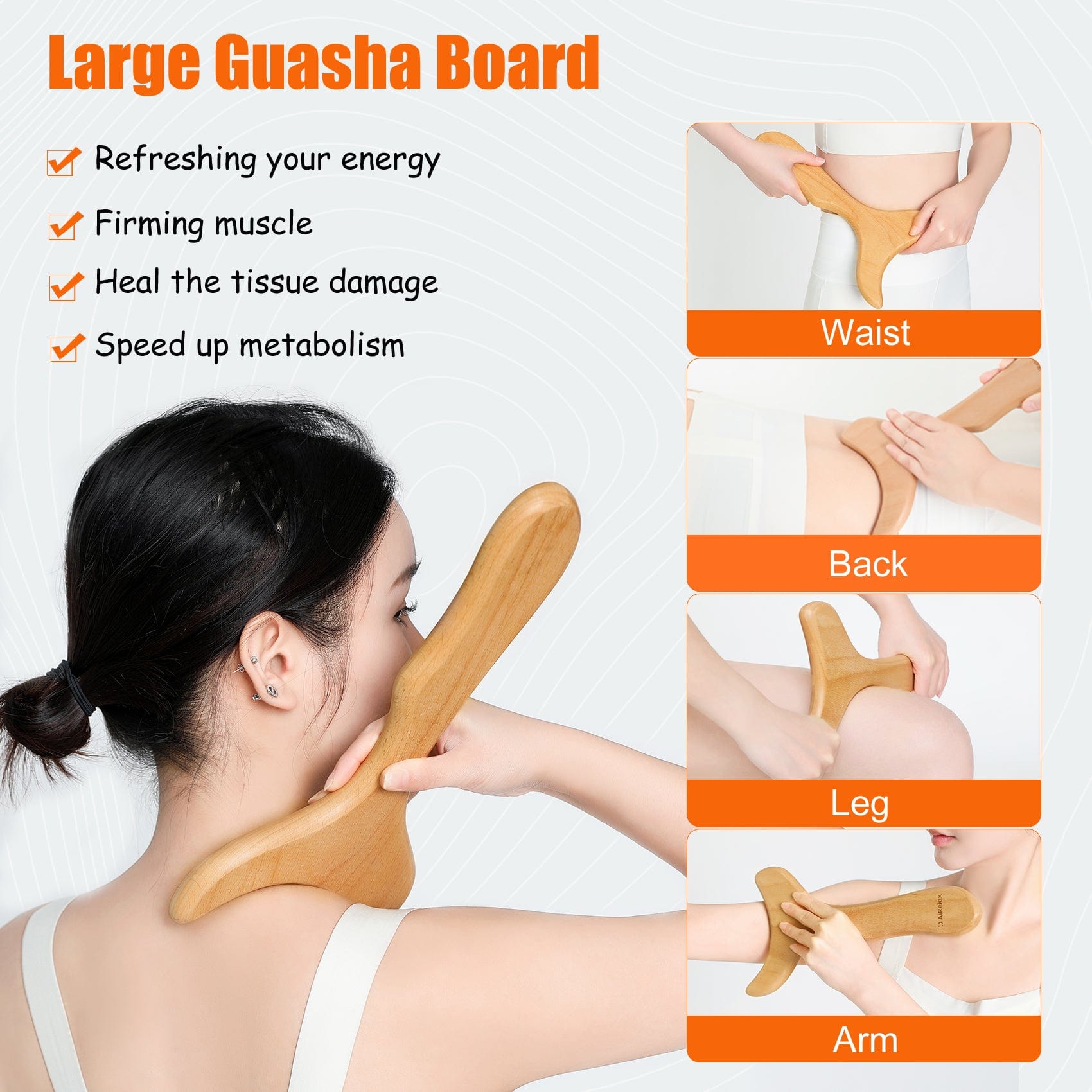 AiRelax AiRelax Wooden Lymphatic Drainage Massager for Gua Sha,Wood Therapy Massage Tools,Professional Maderoterapia Kit