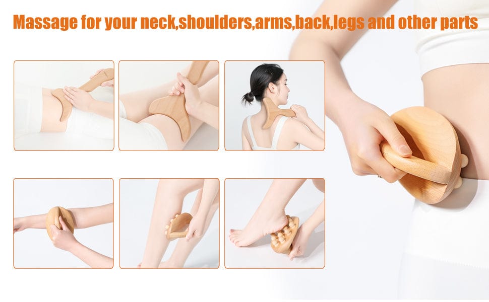 AiRelax AiRelax Wooden Lymphatic Drainage Massager for Gua Sha,Wood Therapy Massage Tools,Professional Maderoterapia Kit