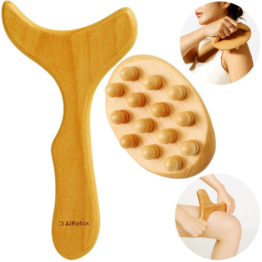 AiRelax AiRelax Wooden Lymphatic Drainage Massager for Gua Sha,Wood Therapy Massage Tools,Professional Maderoterapia Kit